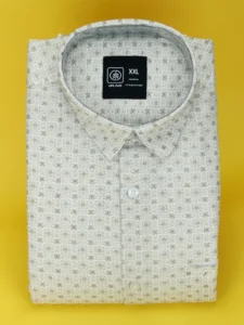 Men's Cream & Taupe Floral Micro-Print Shirt