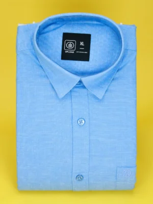 Men's Sky Blue Linen Shirt | Premium Cotton-Linen Blend