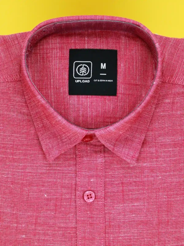 Men's Red & Pink Linen Shirt | Premium Cotton-Linen Blend