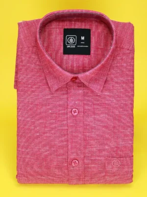Men's Red & Pink Linen Shirt | Premium Cotton-Linen Blend