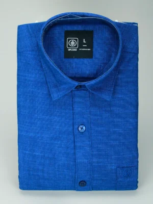 Men's Royal Blue Linen Shirt