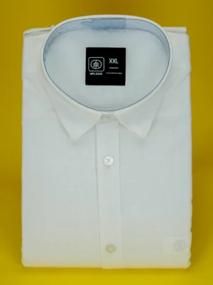 Men's Classic White Linen Shirt Premium Textured Blend (1)