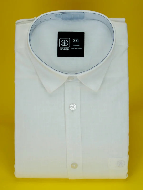Men's Classic White Linen Shirt Premium Textured Blend (1)