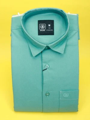 Men’s Seafoam Green Herringbone Shirt | Textured Casual Blend