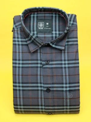 Men’s Charcoal Plaid Oxford Shirt | Soft Hand Feel Cotton
