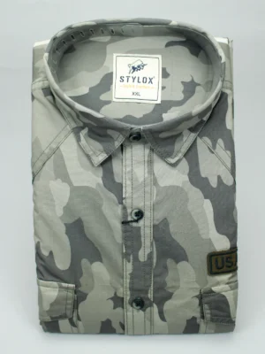 Men’s Light Gray Camouflage Utility Shirt | Light Camo Tactical Style
