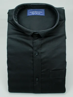 Men’s Black Satin Formal Shirt | Short Collar Luxe Wear