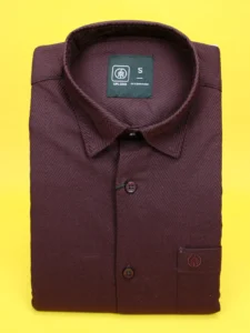 Men’s Burgundy Herringbone Shirt | Deep Textured Casual Wear