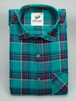 Men's Bold Teal Plaid Flannel Shirt | Cozy Casual Check