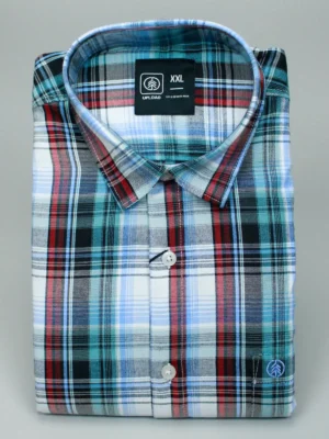 Men's Aqua & Black Multi-Plaid Oxford Shirt | Casual Check Wear