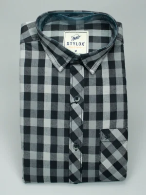 Men's Black & Grey Buffalo Check Shirt | Bold Gingham Casual Wear